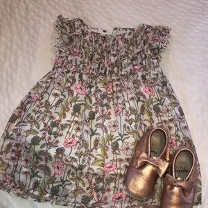 3T Floral Dress EUC with Rose Gold Mocs